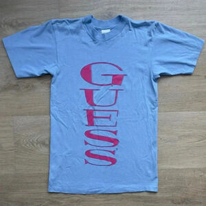 Vintage 80s 90s Guess Single Stitch T-Shirt Made in USA Short Sleeve Spellout